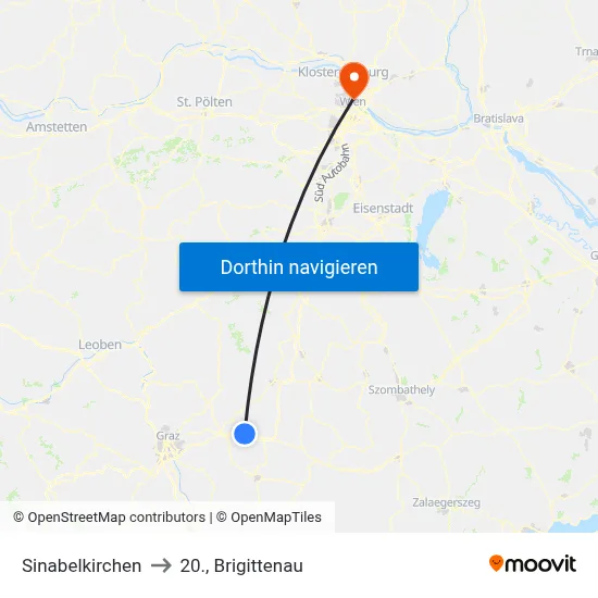 Sinabelkirchen to 20., Brigittenau map