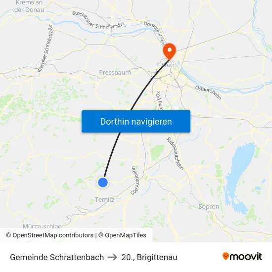 Gemeinde Schrattenbach to 20., Brigittenau map