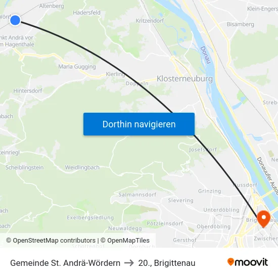 Gemeinde St. Andrä-Wördern to 20., Brigittenau map