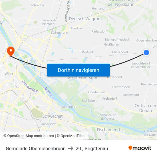 Gemeinde Obersiebenbrunn to 20., Brigittenau map