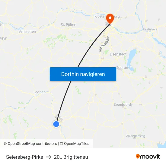 Seiersberg-Pirka to 20., Brigittenau map