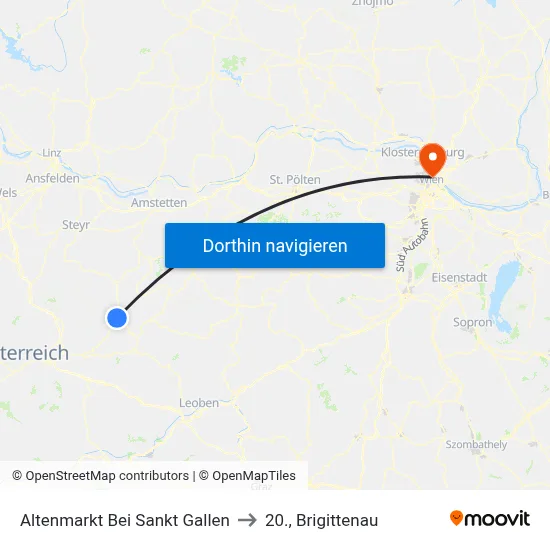 Altenmarkt Bei Sankt Gallen to 20., Brigittenau map