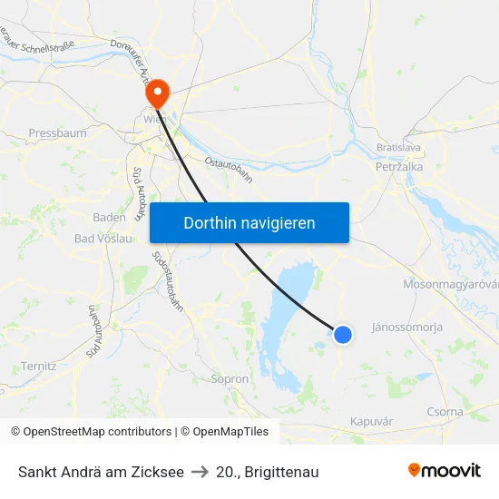 Sankt Andrä am Zicksee to 20., Brigittenau map
