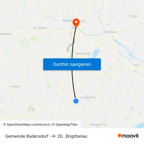 Gemeinde Badersdorf to 20., Brigittenau map