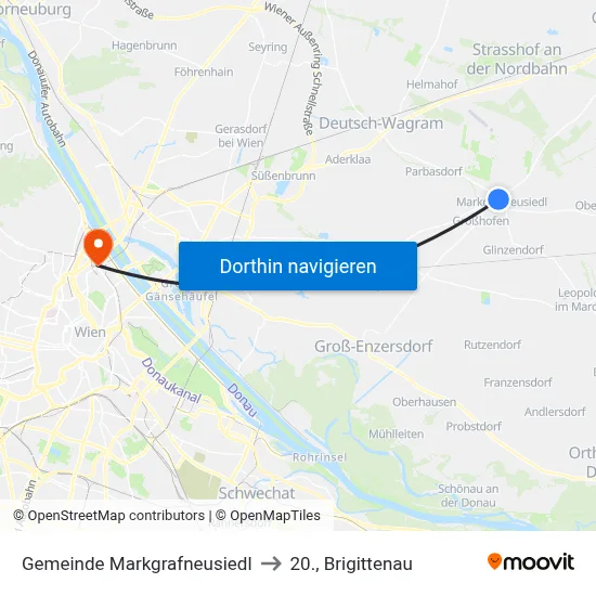 Gemeinde Markgrafneusiedl to 20., Brigittenau map