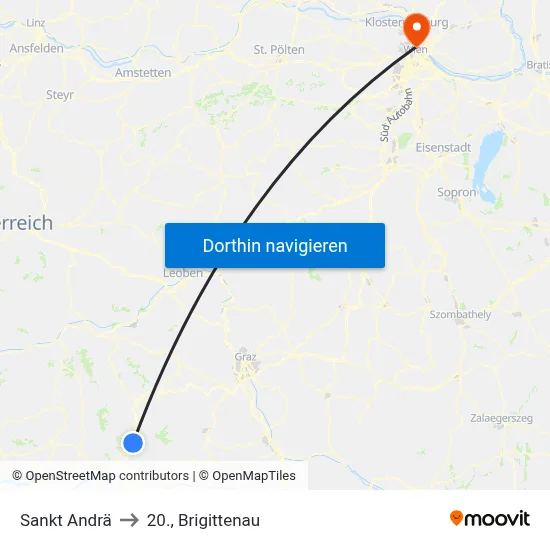 Sankt Andrä to 20., Brigittenau map