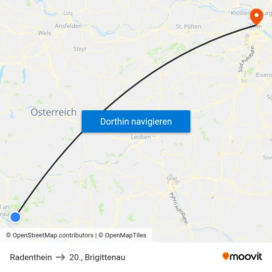 Radenthein to 20., Brigittenau map