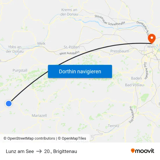 Lunz am See to 20., Brigittenau map