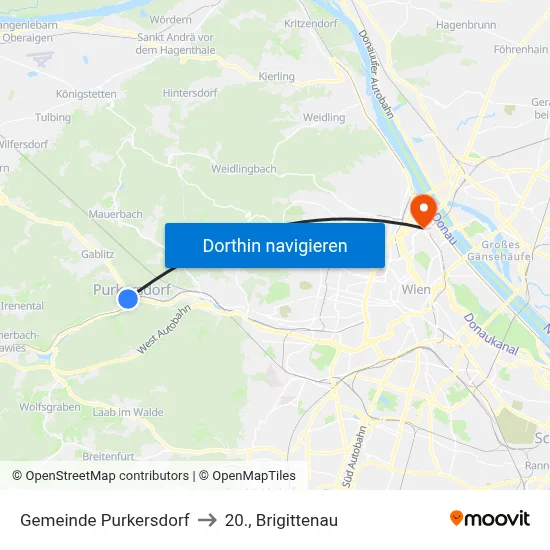 Gemeinde Purkersdorf to 20., Brigittenau map