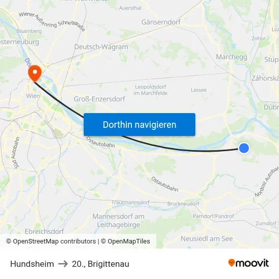 Hundsheim to 20., Brigittenau map