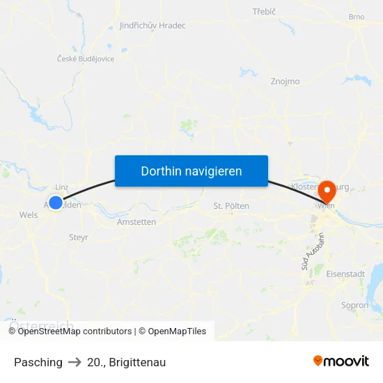 Pasching to 20., Brigittenau map