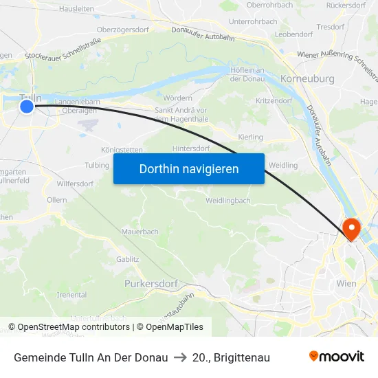 Gemeinde Tulln An Der Donau to 20., Brigittenau map