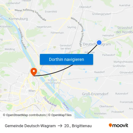 Gemeinde Deutsch-Wagram to 20., Brigittenau map