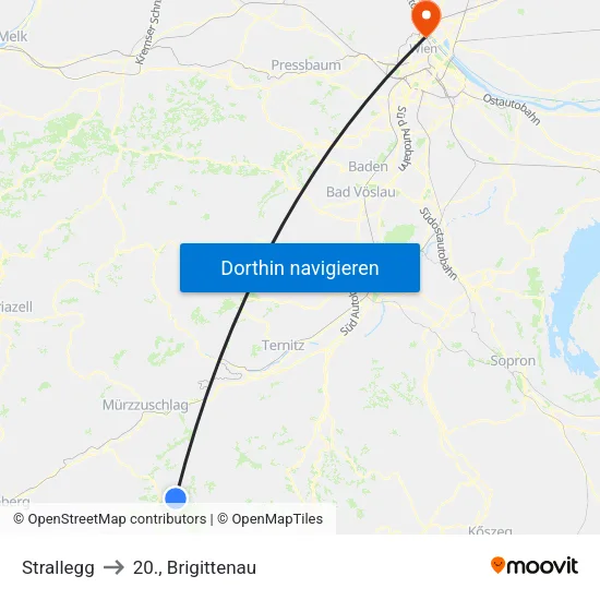 Strallegg to 20., Brigittenau map