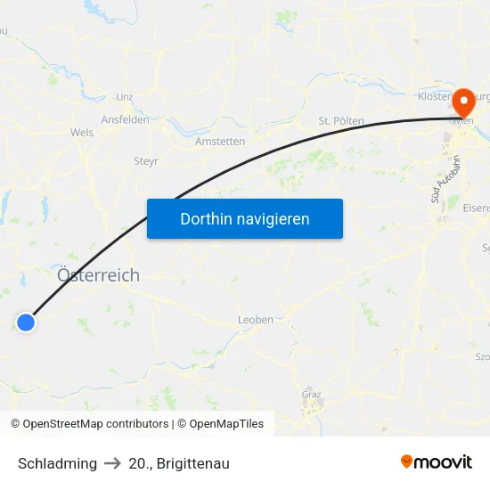Schladming to 20., Brigittenau map