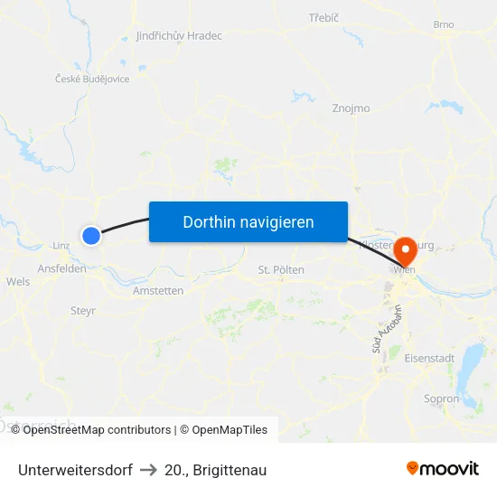 Unterweitersdorf to 20., Brigittenau map