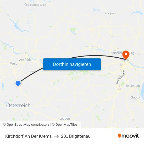 Kirchdorf An Der Krems to 20., Brigittenau map