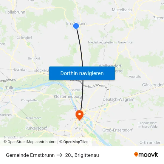 Gemeinde Ernstbrunn to 20., Brigittenau map