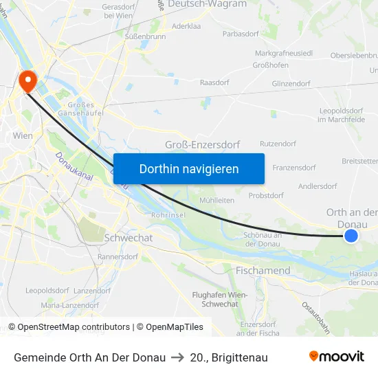 Gemeinde Orth An Der Donau to 20., Brigittenau map