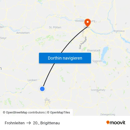 Frohnleiten to 20., Brigittenau map