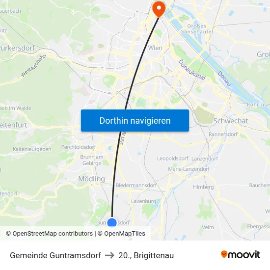 Gemeinde Guntramsdorf to 20., Brigittenau map