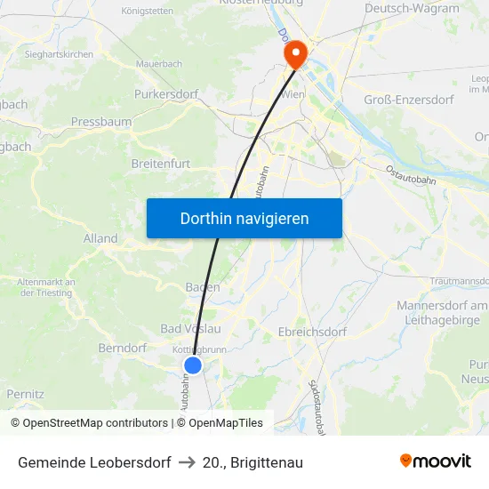 Gemeinde Leobersdorf to 20., Brigittenau map