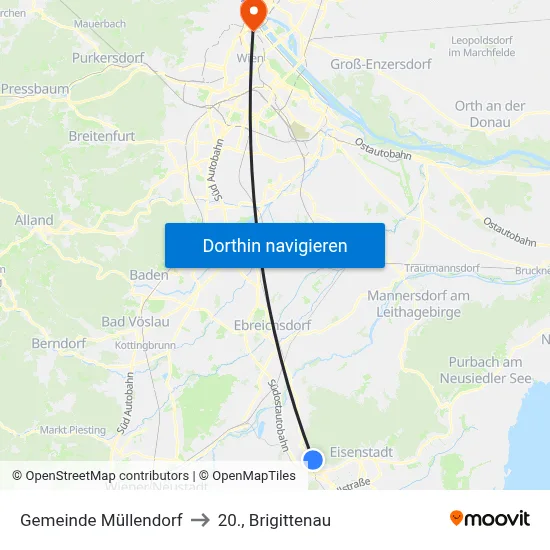 Gemeinde Müllendorf to 20., Brigittenau map