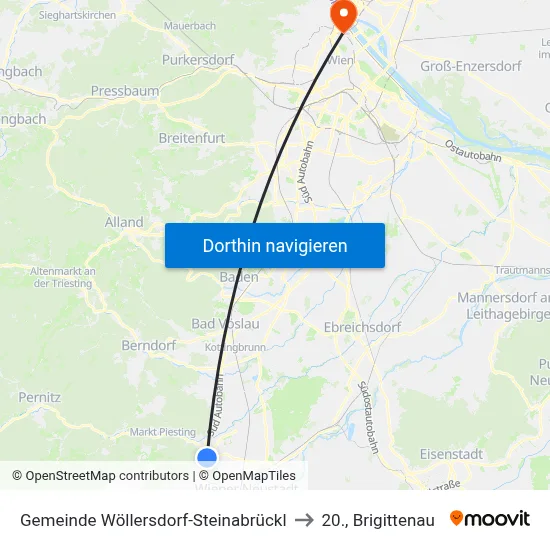 Gemeinde Wöllersdorf-Steinabrückl to 20., Brigittenau map