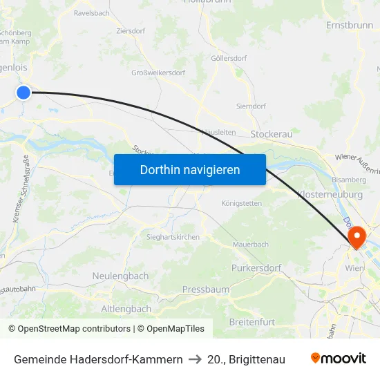 Gemeinde Hadersdorf-Kammern to 20., Brigittenau map
