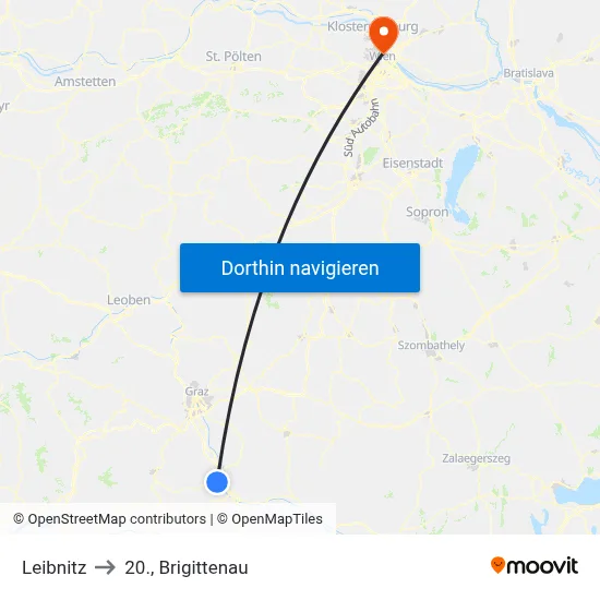 Leibnitz to 20., Brigittenau map