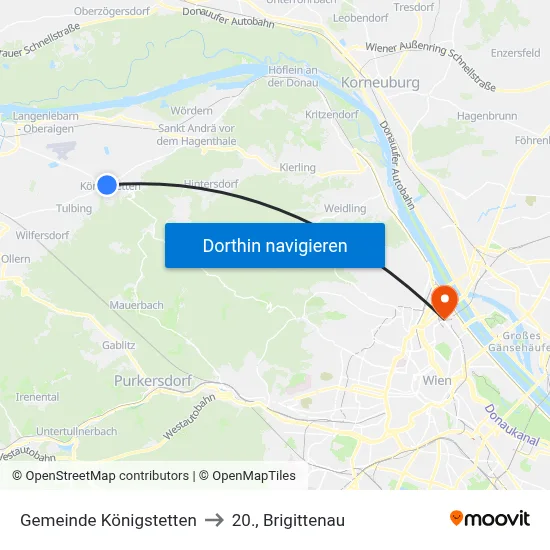 Gemeinde Königstetten to 20., Brigittenau map