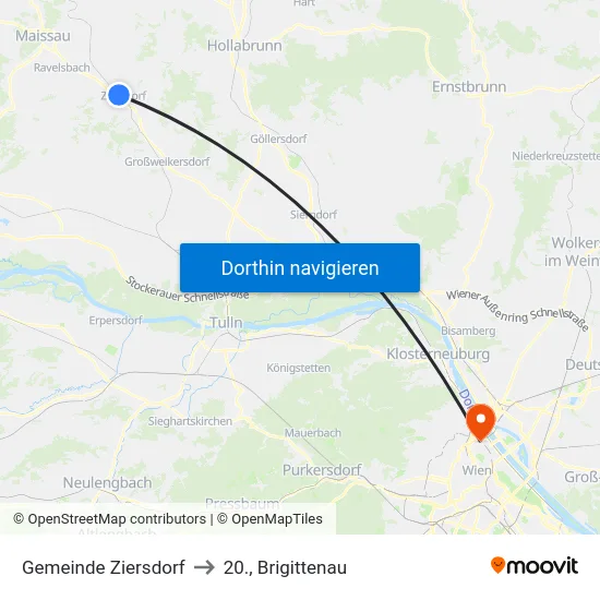 Gemeinde Ziersdorf to 20., Brigittenau map