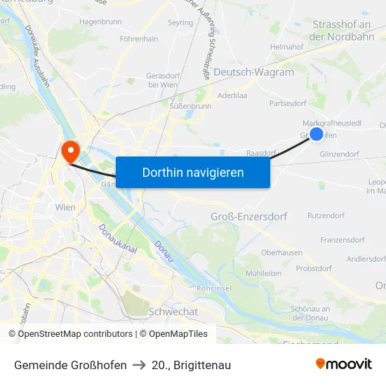 Gemeinde Großhofen to 20., Brigittenau map