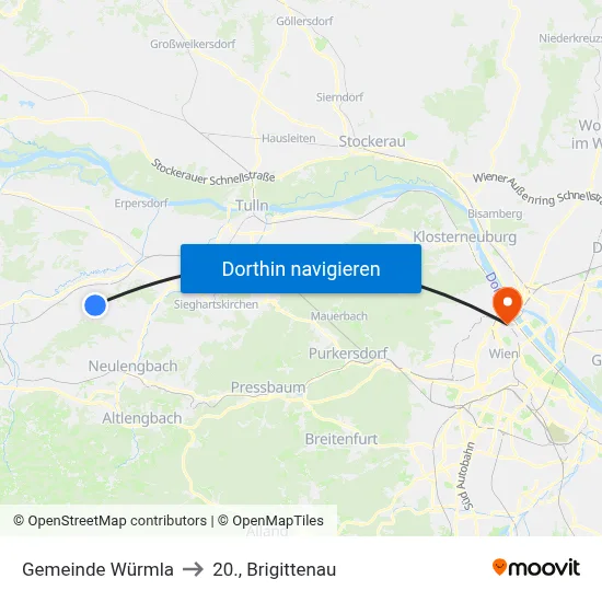 Gemeinde Würmla to 20., Brigittenau map
