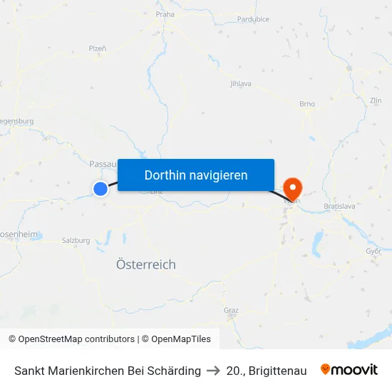 Sankt Marienkirchen Bei Schärding to 20., Brigittenau map
