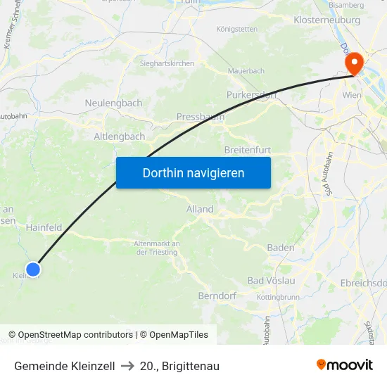 Gemeinde Kleinzell to 20., Brigittenau map