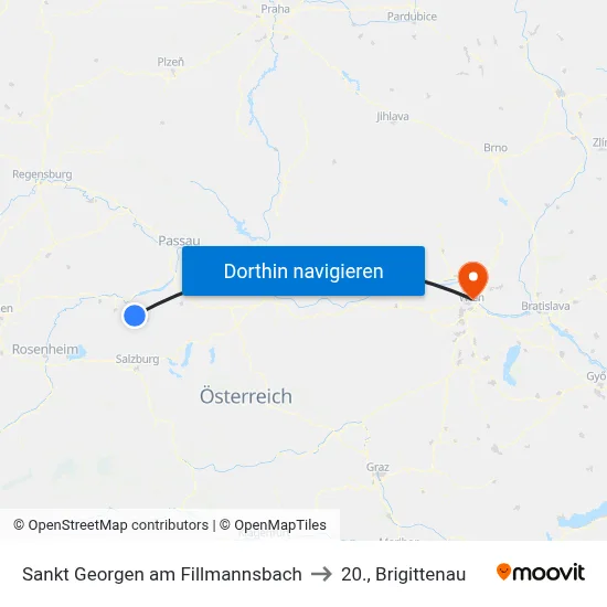Sankt Georgen am Fillmannsbach to 20., Brigittenau map