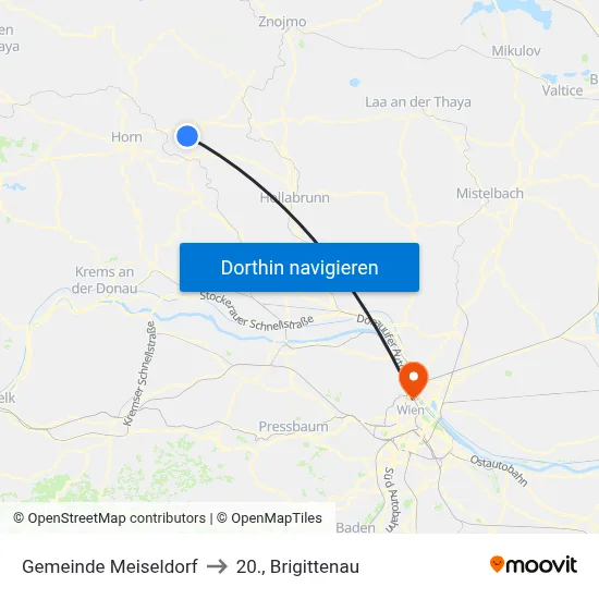 Gemeinde Meiseldorf to 20., Brigittenau map