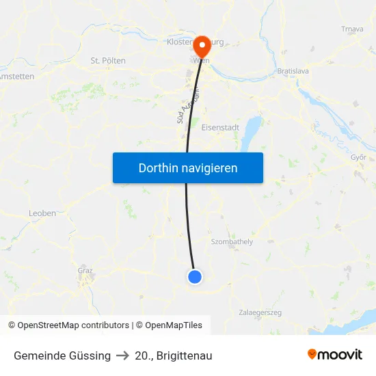 Gemeinde Güssing to 20., Brigittenau map