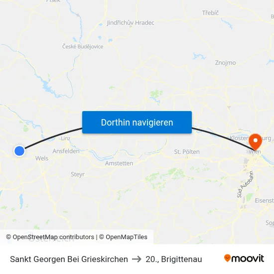 Sankt Georgen Bei Grieskirchen to 20., Brigittenau map