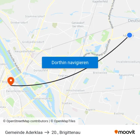 Gemeinde Aderklaa to 20., Brigittenau map