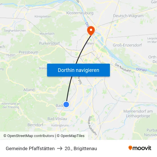 Gemeinde Pfaffstätten to 20., Brigittenau map