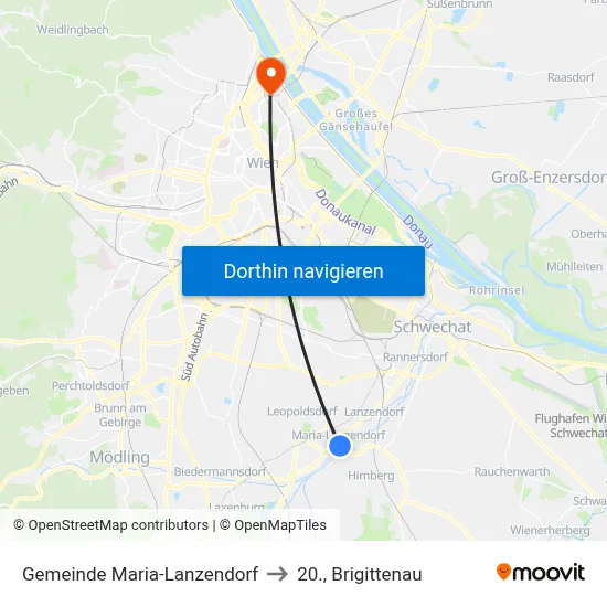 Gemeinde Maria-Lanzendorf to 20., Brigittenau map
