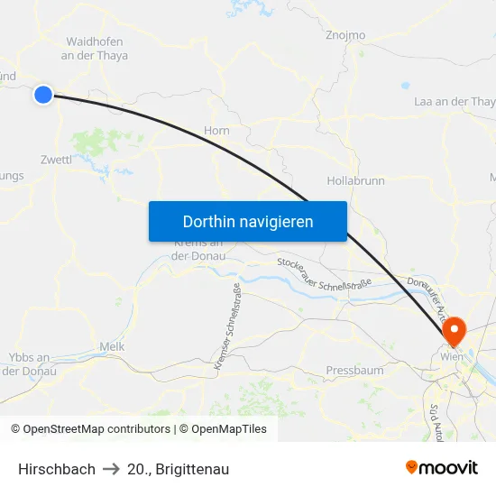 Hirschbach to 20., Brigittenau map
