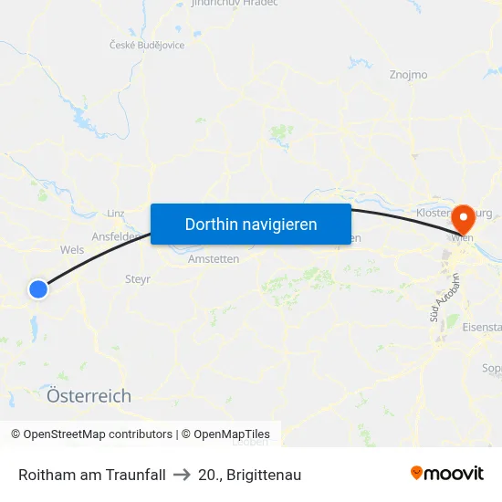Roitham am Traunfall to 20., Brigittenau map