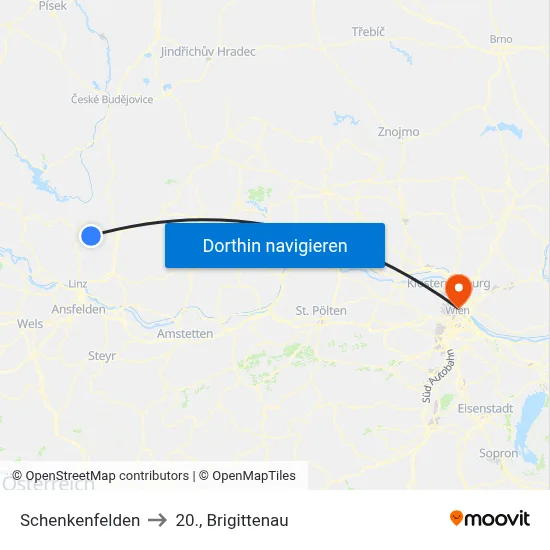 Schenkenfelden to 20., Brigittenau map