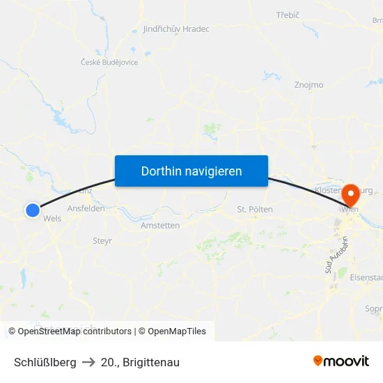 Schlüßlberg to 20., Brigittenau map
