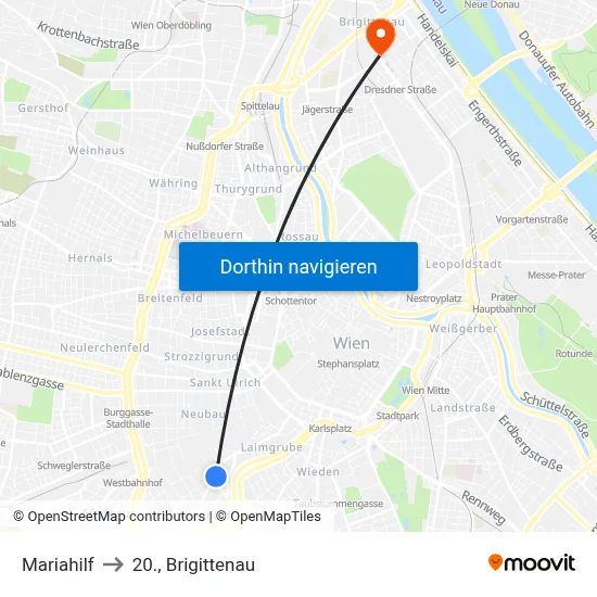 Mariahilf to 20., Brigittenau map