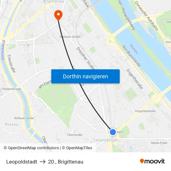 Leopoldstadt to 20., Brigittenau map