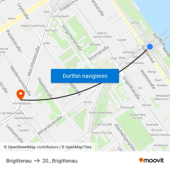Brigittenau to 20., Brigittenau map